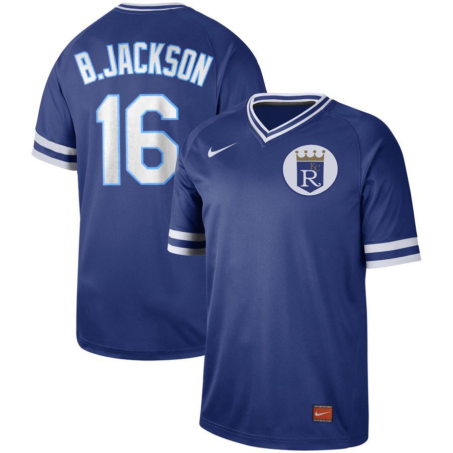 2019 Men MLB Kansas City Royals #16 B Jackson blue Nike Cooperstown Collection Jerseys